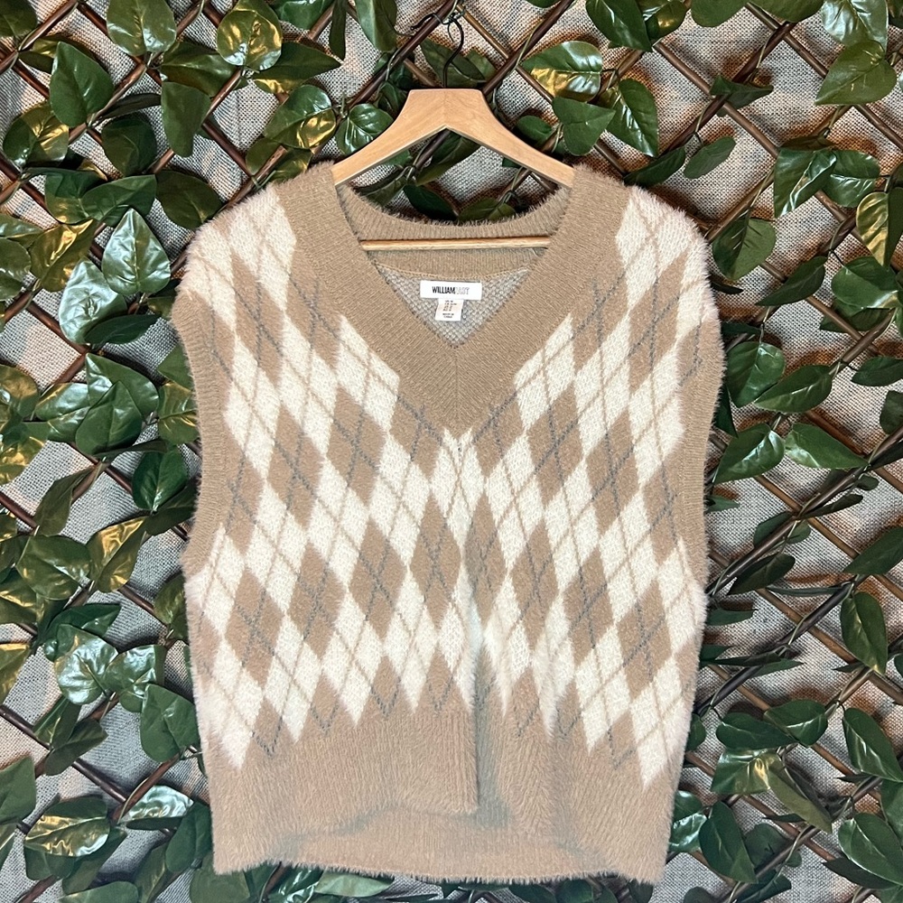 Retro William Rast Argyle V-Neck Sweater Vest